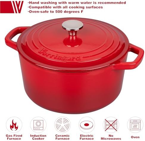 Enameled cast iron 6 quart red bread oven — photo 3
