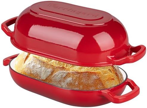 Enameled cast iron 5 quart red loaf pan