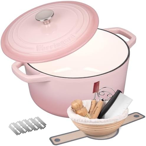 Enameled cast iron 4.5 quart pink bread oven