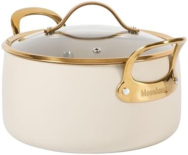 Almond cream ceramic nonstick 6 quart pot