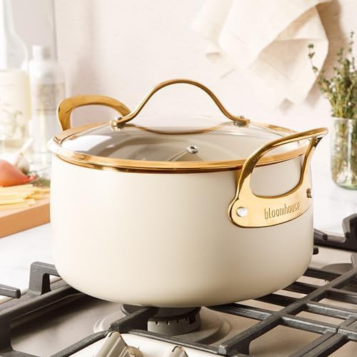 Almond cream ceramic nonstick 6 quart pot — photo 4
