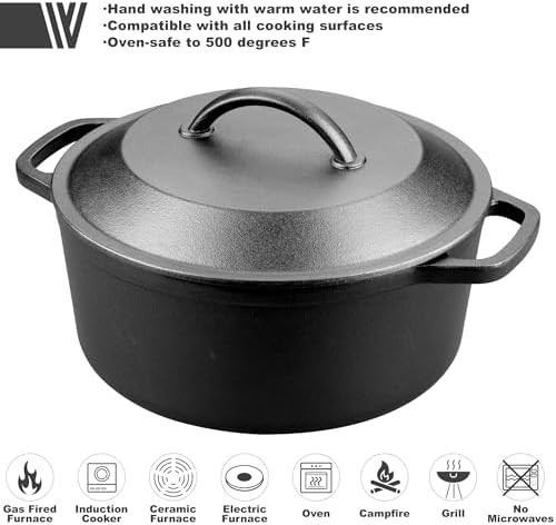 Black cast iron round dutch oven 4.5qt — photo 3