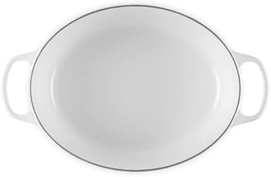 White self basting enameled cast iron oval oven — photo 3