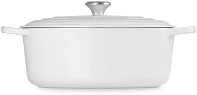 White self basting enameled cast iron oval oven — photo 4