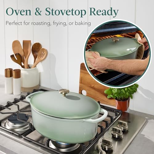 Sage green 7.5 quart oval Dutch oven — photo 4