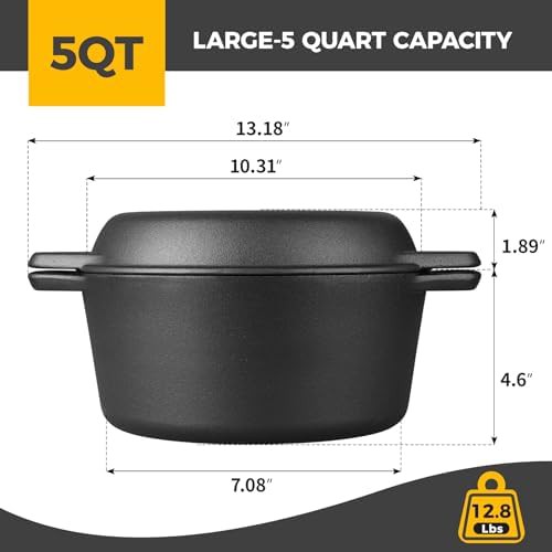 5 quart pre-seasoned pot with skillet lid — photo 3