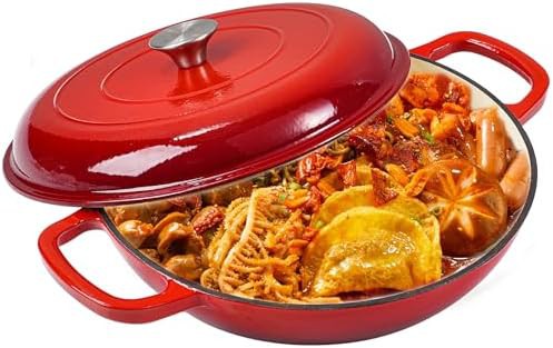 Three point five quart enamel braising pot
