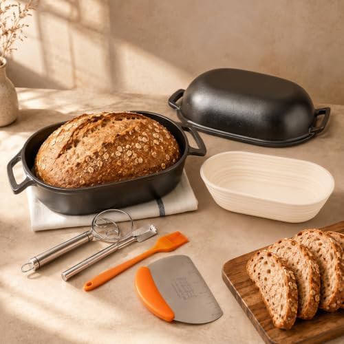 Large oval cast iron bread baking pan