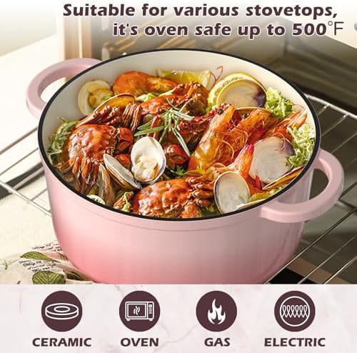Pink enameled five quart heavy duty pot — photo 5