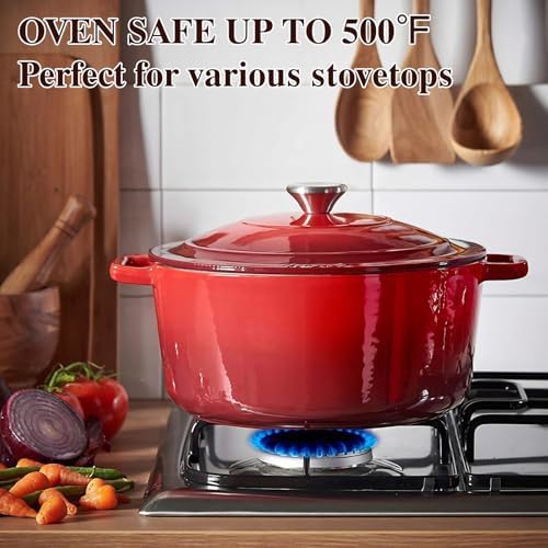 Red enameled five quart heavy duty pot — photo 5