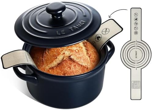 Midnight blue ceramic sourdough bread baker