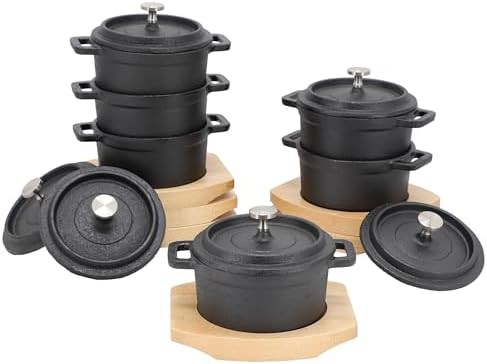 Mini cast iron serving pots with trays