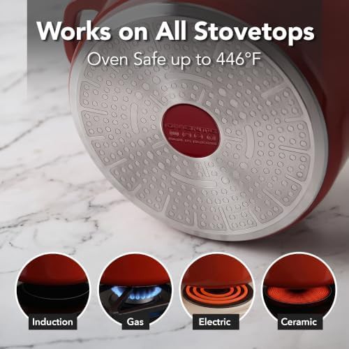 Red non stick aluminum cooking pot — photo 3