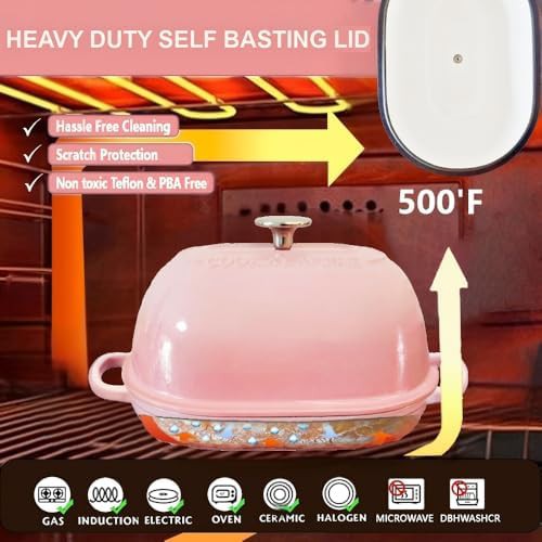 Pink enameled oval bread baking oven — photo 3