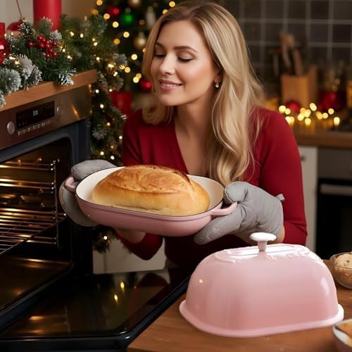 Pink enameled oval bread baking oven — photo 4