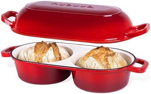 Red double round sourdough bread pot