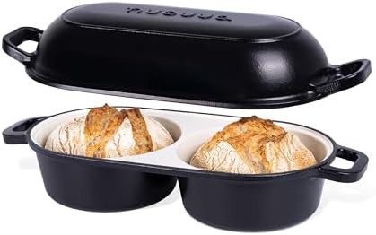 Black double round sourdough bread pot