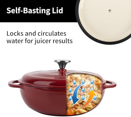 Red enameled 3 quart cast iron braiser — photo 4