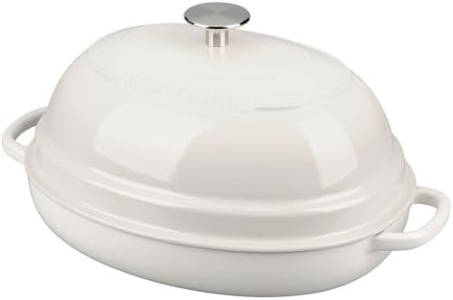 6 quart white enameled oval bread oven