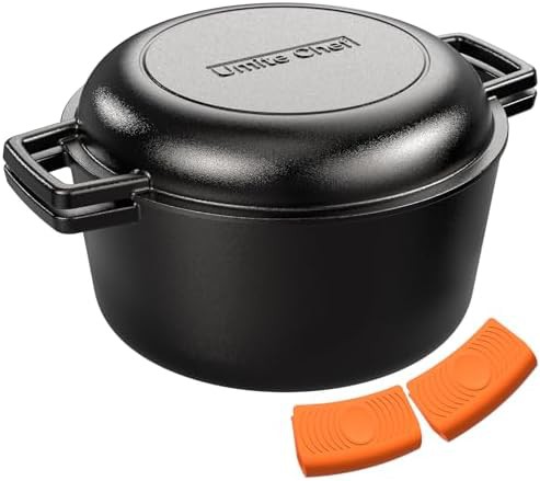 Pre-seasoned seven quart skillet lid pot