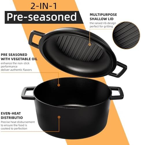Pre-seasoned seven quart skillet lid pot — photo 3