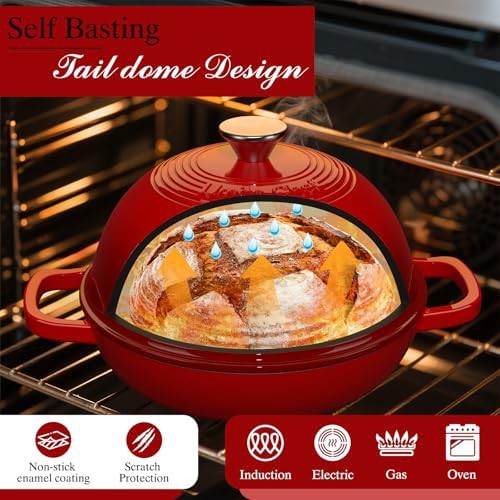 Red six quart artisan bread pot — photo 3