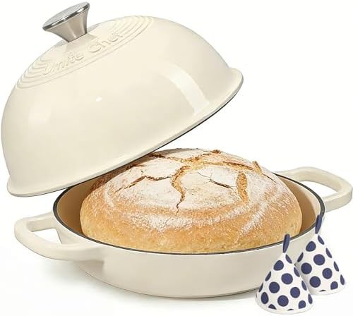 Cream white six quart artisan bread pot
