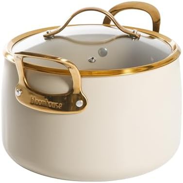Almond cream ceramic nonstick 8 quart pot