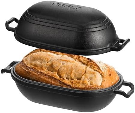 Pre-seasoned oval cast iron loaf pan