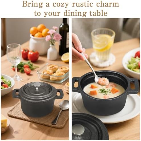 Six piece mini round black iron pots — photo 5