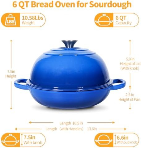 Six quart enameled iron bread baking pot — photo 4