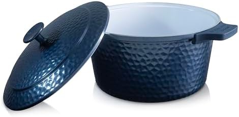 Hammered lightweight ceramic nonstick Dutch oven