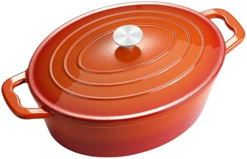 Orange oval enameled oven 8 qt