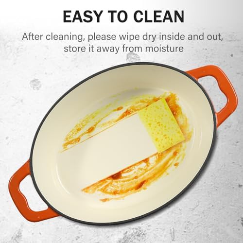 Orange oval enameled oven 8 qt — photo 4