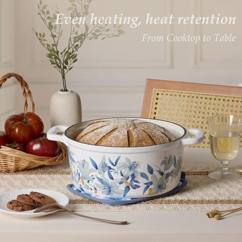 Floral pattern enameled cast iron 5qt pot — photo 3