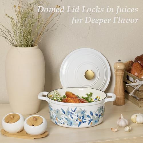 Floral pattern enameled cast iron 5qt pot — photo 5