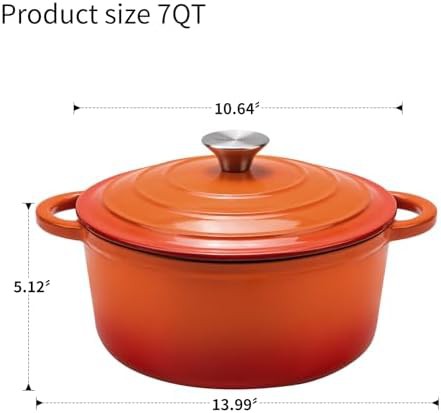 Orange enameled round seven quart pot — photo 3