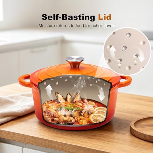 Orange enameled round seven quart pot — photo 4