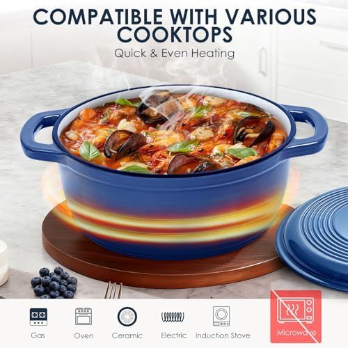 Blue enameled five quart cast iron pot — photo 4