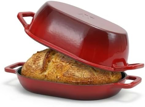Blue oval enameled artisan bread baker