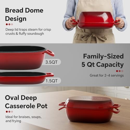 Blue oval enameled artisan bread baker — photo 4