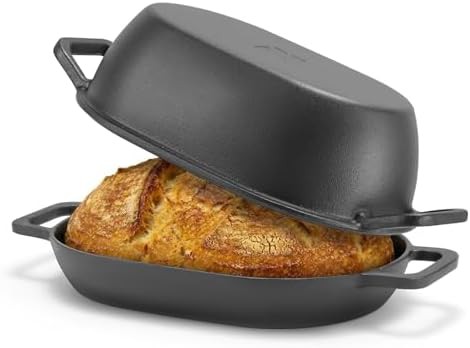 Pre-seasoned oval cast iron combo cooker