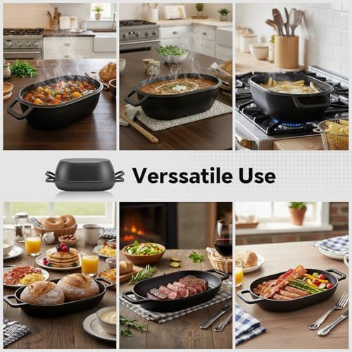 Pre-seasoned oval cast iron combo cooker — photo 5