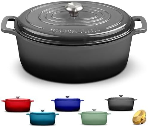 Oyster grey 5 quart oval dutch oven
