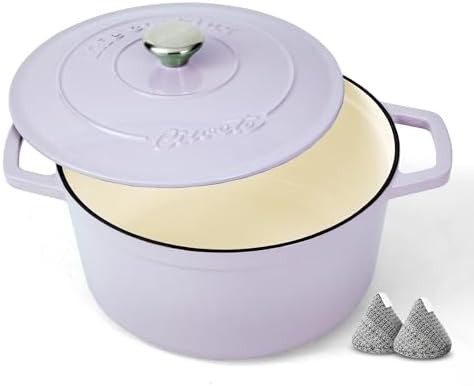 Light purple enameled four quart pot