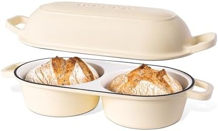 Cream double round sourdough bread pot