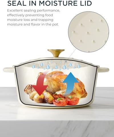 Cream white 6 quart enameled cast iron pot — photo 3