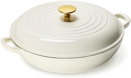White 3.4qt enamel skillet pot