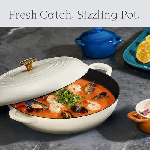White 3.4qt enamel skillet pot — photo 4