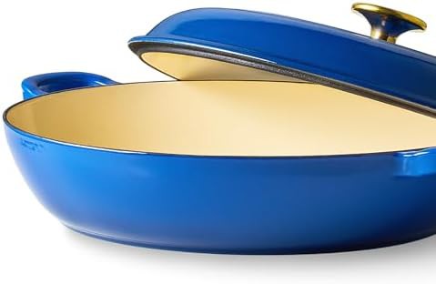 blue enamel cast iron skillet pot 3.4qt — photo 3